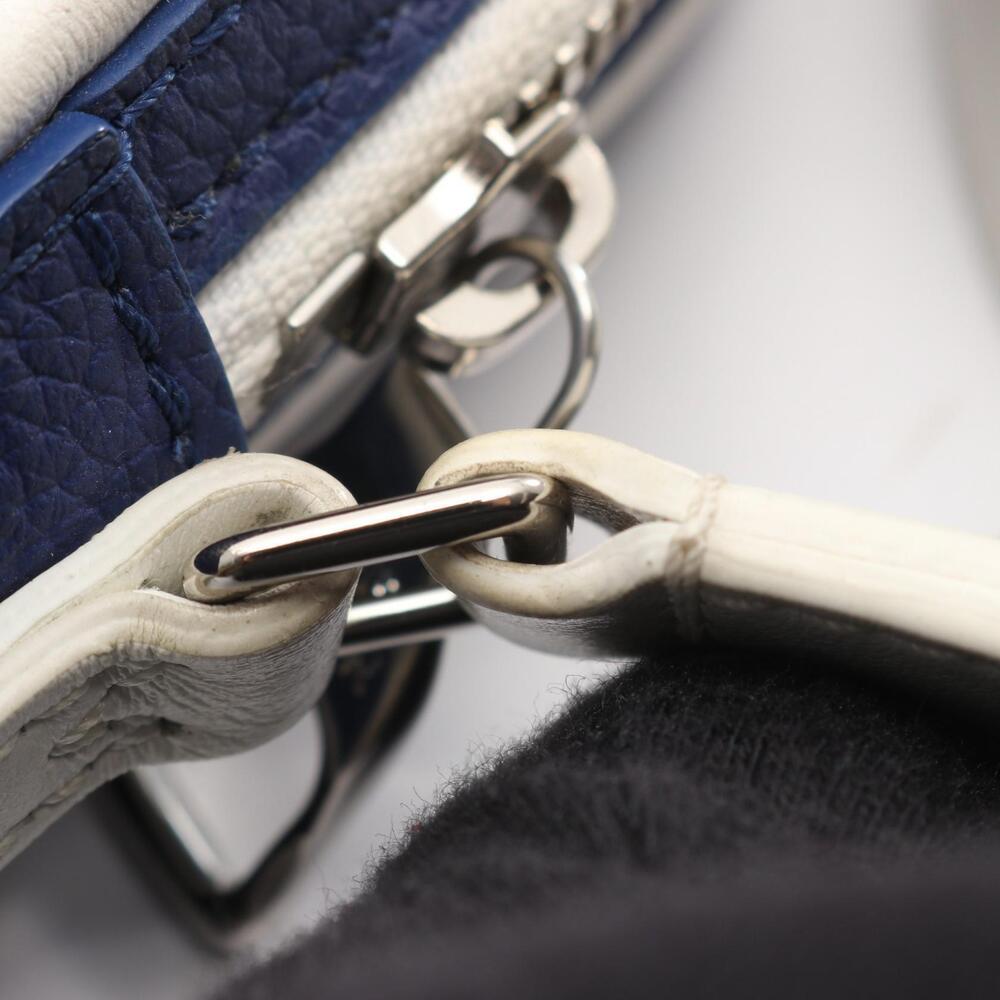 Louis Vuitton Navy Bag Leather Danube White LV Shoulder Blue - Picture 5 of 8